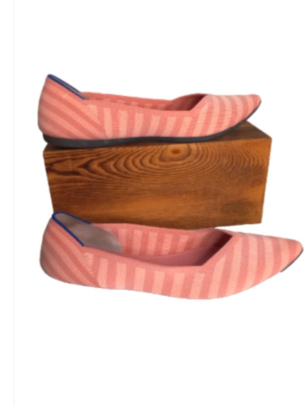 Rothy’s Pointed Toe Knit Flats Women's 12 Macaron Pink Striped Shoes